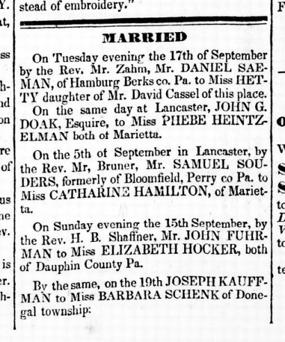 Fuhrman—Hocker marriage announcement Fuhrman Hocker marriage announcement