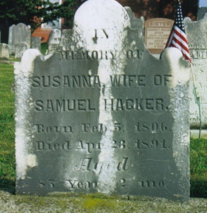 Susanna (GSELL) HACKER (1806—1891), wife of Samuel HACKER