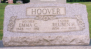 Reuben and Emma HOOVER gravestone Reuben Hart and Emma Clara (Coleburn) Hoover