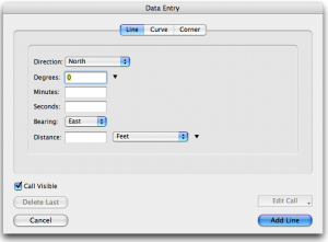 Data Entry form for Metes and Bounds