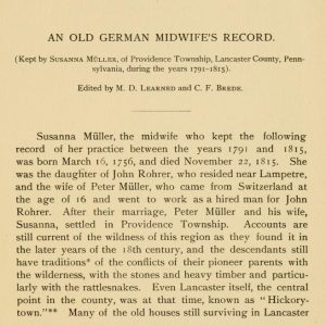 An Old German Midwife's Record