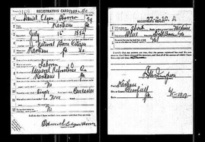 Daniel E. Hoover WWI Draft Card, 1917