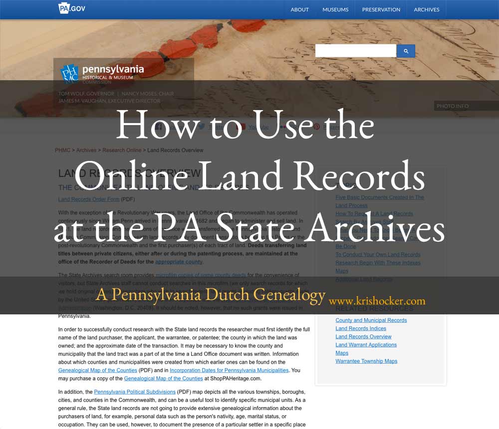 How to Use the Online Land Records at the PA State Archives