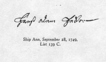 Johan Adam Hacker's signature