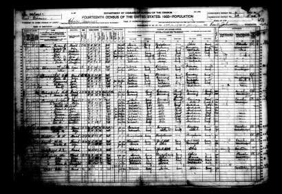 Benjamin Hocker 1920 census entry