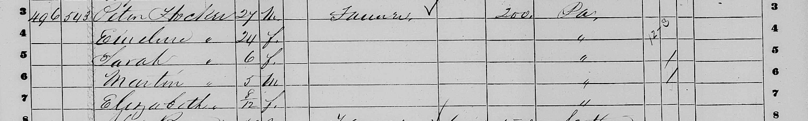 1860 Peter Hocker census record