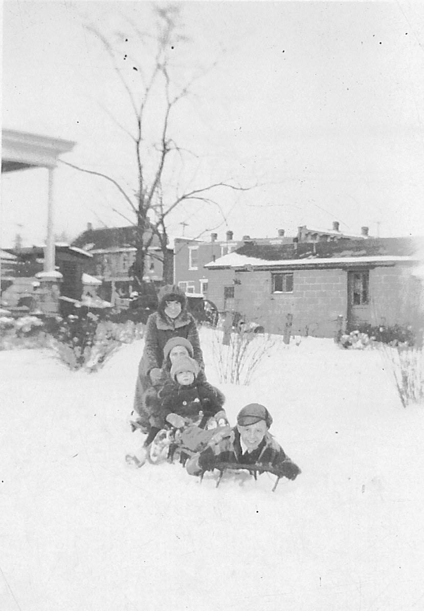 Children of William Hocker Sr. on a sled