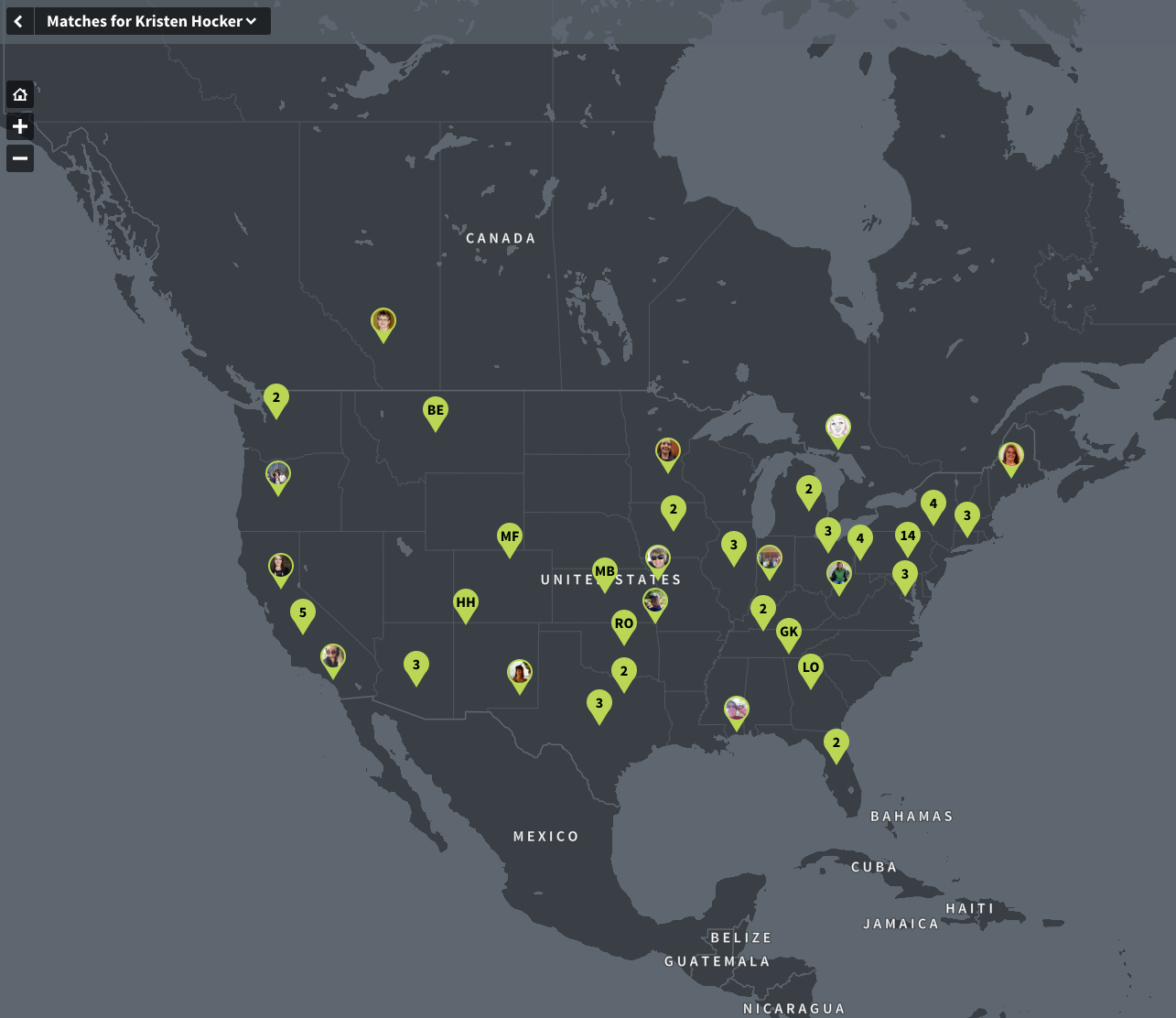 Ancestry Matches Map