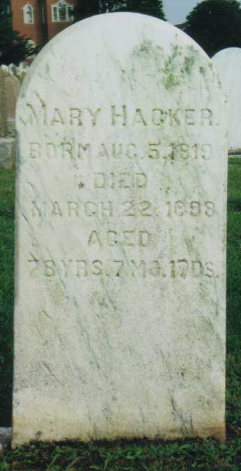 Mary (Krieg) Hacker gravestone