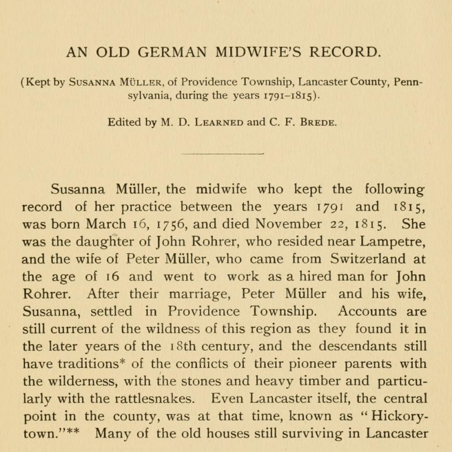 An Old German Midwife's Record