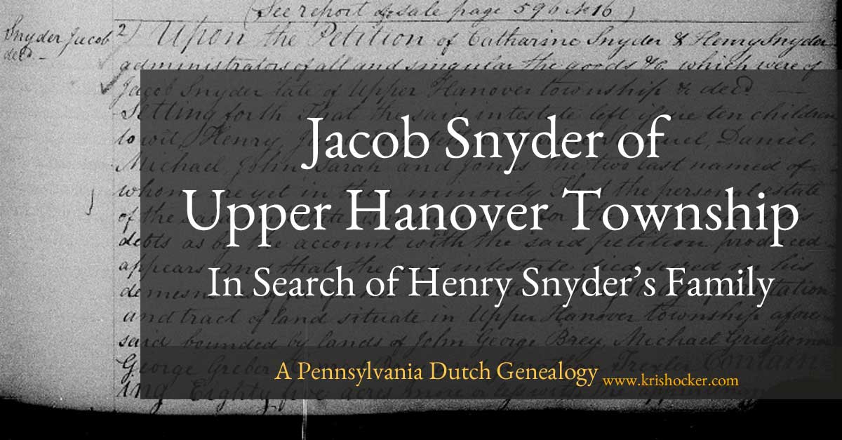 Jacob Snyder of Upper Hanover Township