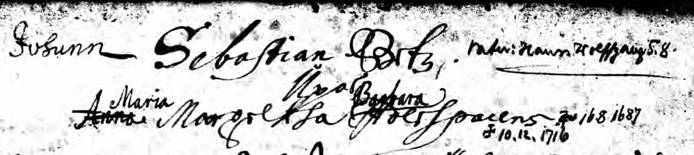 Sebastian Betz family page title in Fürfeld church book